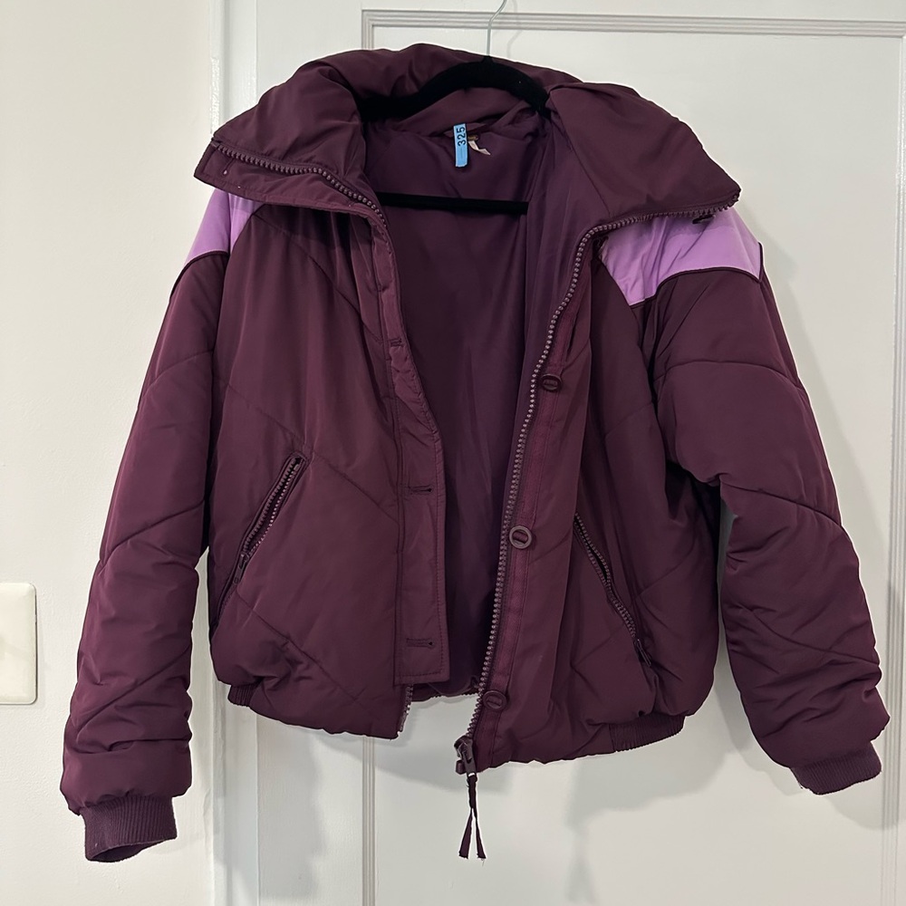Free People Women's Purple and Pink Puffer Jacket